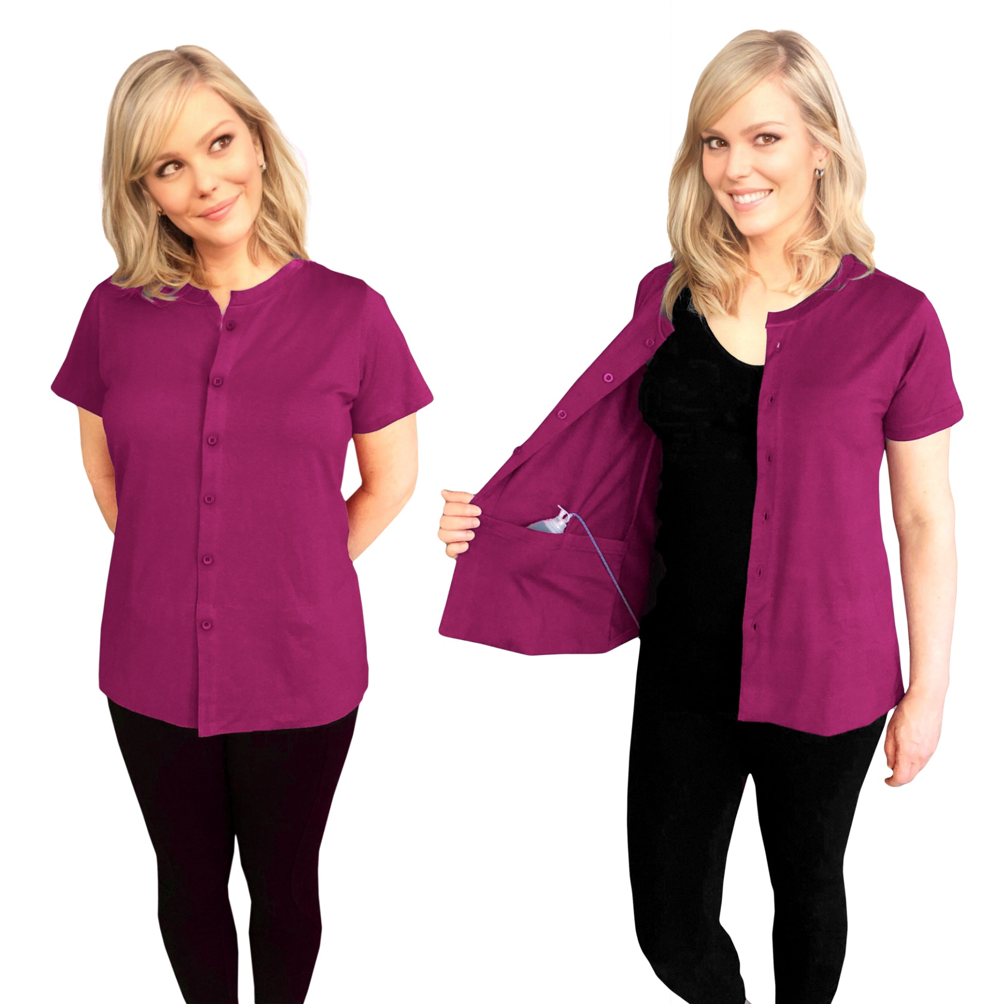 Post Mastectomy Band collar shirt with Drain pockets Camisole for Drain  Management Systems